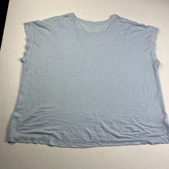 Lou & Grey Linen T-Shirt Relaxed Boxy Short Sleeve Casual Basic Tee LARGE Flaw - Picture 8 of 10
